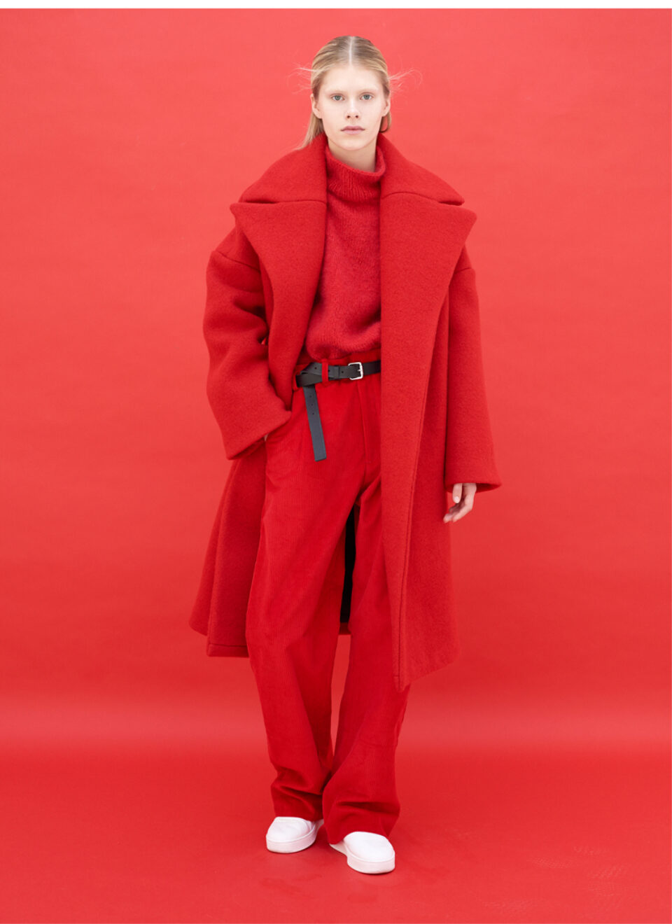 AF Red Wool Coat & Red Box Pant cord